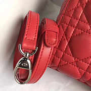 Lady Dior Mini 17cm Lambskin leather in red with silver hardware - 4