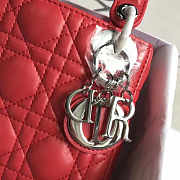 Lady Dior Mini 17cm Lambskin leather in red with silver hardware - 2
