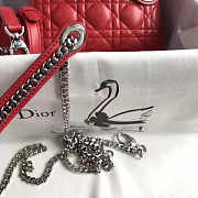 Lady Dior Mini 17cm Lambskin leather in red with silver hardware - 3