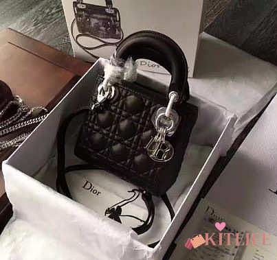 Lady Dior Mini 17cm Lambskin leather in black with silver hardware - 1