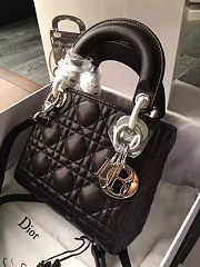 Lady Dior Mini 17cm Lambskin leather in black with silver hardware - 2