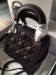 Lady Dior Mini 17cm Lambskin leather in black with silver hardware - 6
