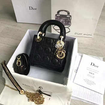 Lady Dior Mini 17cm Lambskin leather in black with gold hardware