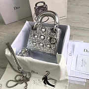 Lady Dior Mini 17cm Lambskin leather in silver with silver hardware - 1