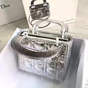 Lady Dior Mini 17cm Lambskin leather in silver with silver hardware - 2