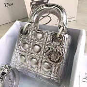 Lady Dior Mini 17cm Lambskin leather in silver with silver hardware - 4