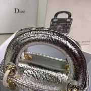 Lady Dior Mini 17cm Lambskin leather in silver with gold hardware - 5