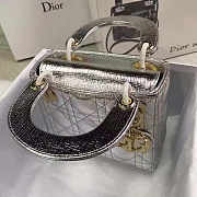 Lady Dior Mini 17cm Lambskin leather in silver with gold hardware - 3