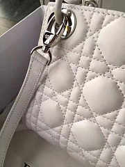 Lady Dior Mini 17cm Lambskin leather in white with silver hardware - 6