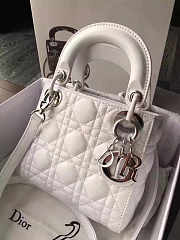 Lady Dior Mini 17cm Lambskin leather in white with silver hardware - 5