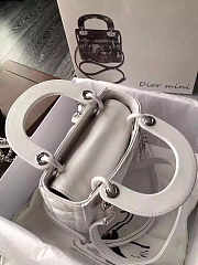 Lady Dior Mini 17cm Lambskin leather in white with silver hardware - 4