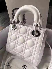 Lady Dior Mini 17cm Lambskin leather in white with silver hardware - 2
