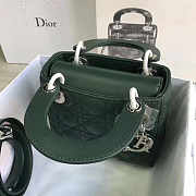 Lady Dior Mini 17cm Lambskin leather in green with silver hardware - 3