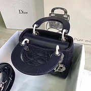 Lady Dior Mini bag 17cm Lambskin leather in blue with silver hardware - 6