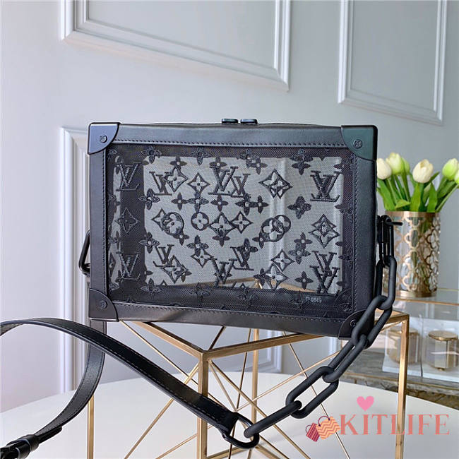  Louis Vuitton Soft Trunk Strap Black Mesh And Leather - 1