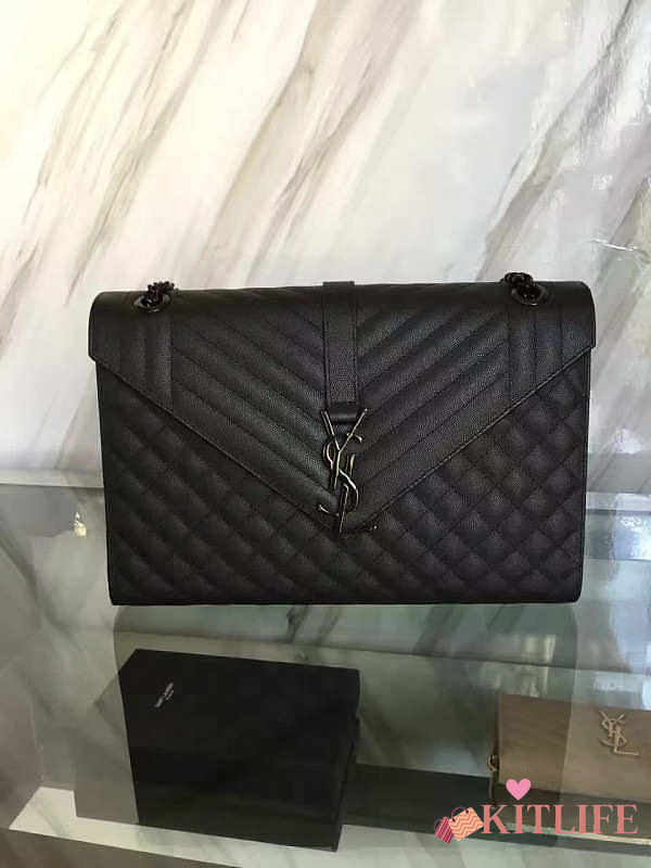 YSL ENVELOPE LARGE BAG ALL BLACK size: 31cm x8.5cm x 22cm  - 1