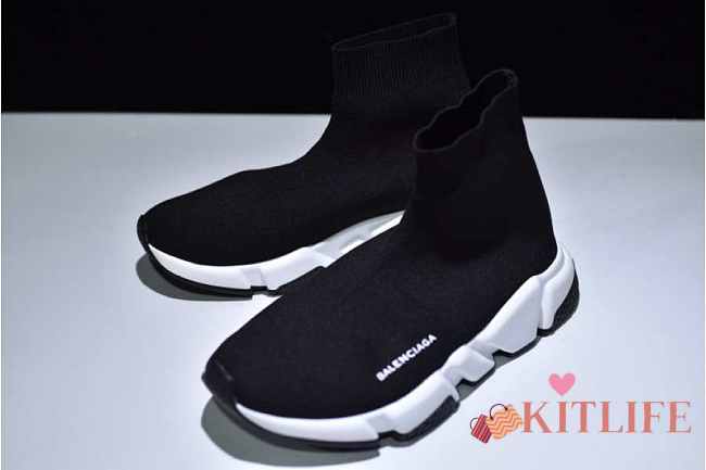  Balenciaga Speed Trainer Triple Black And White Shoes - 1