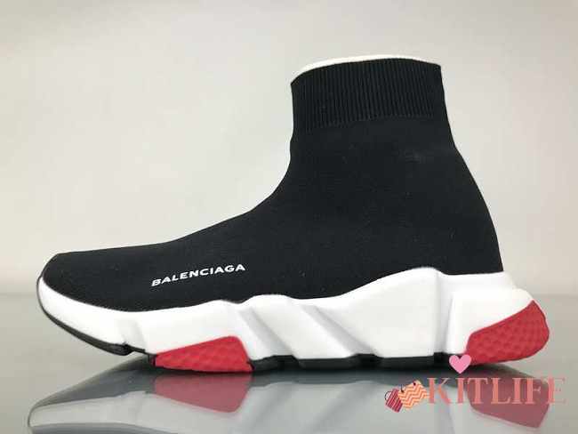Balenciaga Speed Trainer Triple Black And Red Shoes - 1