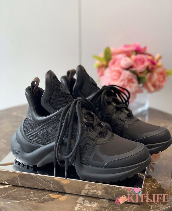 Louis Vuitton Black Sneakers Shoes - 1