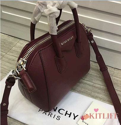 Givenchy Mini Antigona In Burgundy Handbag 22*20*13cm - 1