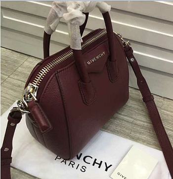 Givenchy Mini Antigona In Burgundy Handbag 22*20*13cm