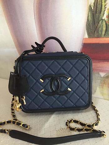 Chanel Vanity Bag Blue 21cm