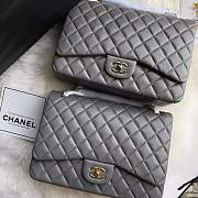 Chanel Grey Lambskin Leather Flap Bag With Gold / Silver Hardware Size 33cm - 4