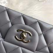 Chanel Grey Lambskin Leather Flap Bag With Gold / Silver Hardware Size 33cm - 5