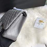 Chanel Grey Lambskin Leather Flap Bag With Gold / Silver Hardware Size 33cm - 2