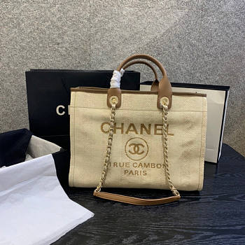 Forubags-23 Chanel Canvas Large Deauville Shopping Bag