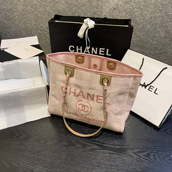 Forubags-26 Chanel Canvas Small Deauville Shopping Bag