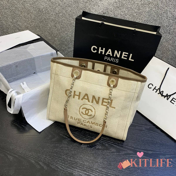 Forubags-27 Chanel Canvas Small Deauville Shopping Bag - 1