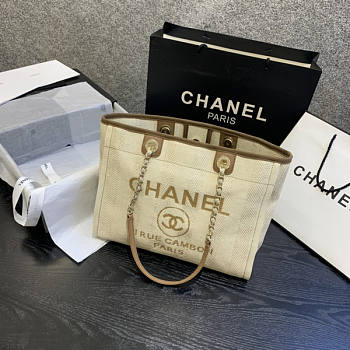 Forubags-27 Chanel Canvas Small Deauville Shopping Bag