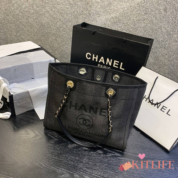 Forubags-28 Chanel Canvas Small Deauville Shopping Bag - 1