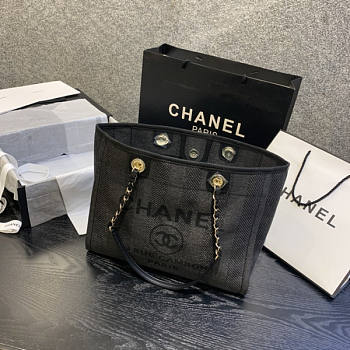 Forubags-28 Chanel Canvas Small Deauville Shopping Bag