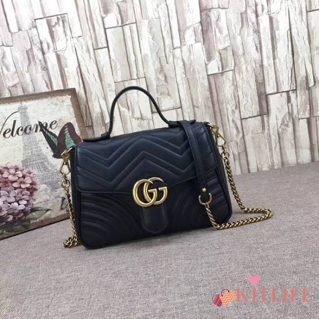 Forubags Gucci GG Marmont small top handle bag black 498110 - 1
