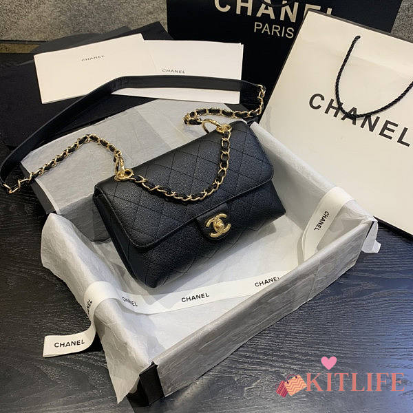 Forubags Chanel Caviar Leather Flap Black 23-16-9cm - 1