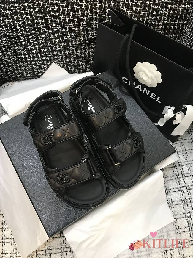 CHANEL BLACK SANDALS  - 1