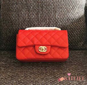 CHANEL FLAP RED CAVIAR BAG WITH GOLD HARDWARE 20CM - 1