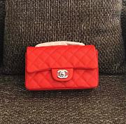 CHANEL FLAP RED CAVIAR BAG WITH SILVER HARDWARE 20CM - 1