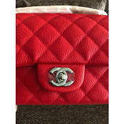 CHANEL FLAP RED CAVIAR BAG WITH SILVER HARDWARE 20CM - 3