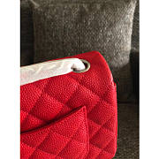 CHANEL FLAP RED CAVIAR BAG WITH SILVER HARDWARE 20CM - 4