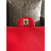 CHANEL FLAP RED CAVIAR BAG WITH SILVER HARDWARE 20CM - 2