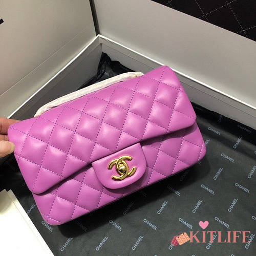 CHANEL FLAP BAG LAMBSKIN 20CM GOLD HARDWARE - 1