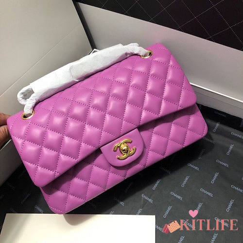 CHANEL FLAP BAG LAMBSKIN GOLD HARDWARE 25.5CM - 1