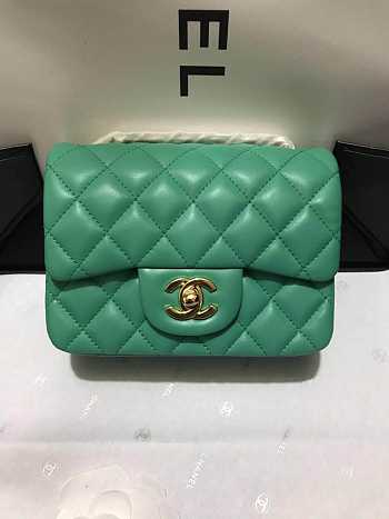 Chanel mini flap bag Lambskin & Gold-Tone Metal Green