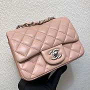  Forubags Chanel Mini Flap Pink Bag Lambskin Leather With Silver Hardware - 5