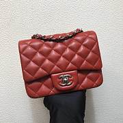 Forubags Chanel Mini Flap Red Bag Lambskin Leather With Silver Hardware 17CM - 1