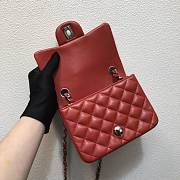 Forubags Chanel Mini Flap Red Bag Lambskin Leather With Silver Hardware 17CM - 5