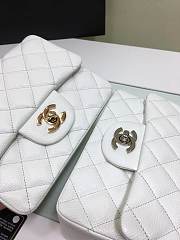 CHANEL FLAP BAG CAVIAR GOLD/SILVER HARDWARE IN WHITE 17CM - 2